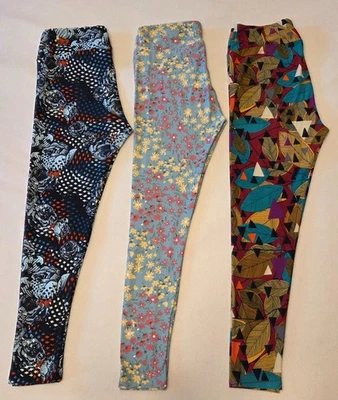 LuLaRoe Leggings Altos y Curvilíneos Paquete de 3 - Flores y Hojas Foto 1 de 4