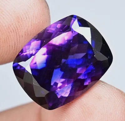 29.55 Ct Natural Purple-Blue Montana Sapphire Certified Cushion Loose Gemstone - Image 1 of 4