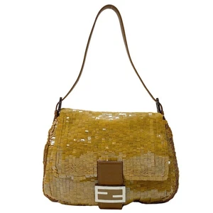 FENDI Mamma Baguette Caramel Brown Sequin Shoulder Bag - Picture 1 of 22