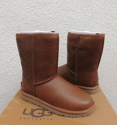 UGG CLASSIC TRIANA SEAWEED PERF LEATHER/ SHEEPWOOL BOOTS, US 5/ EUR 36 ~ NIB - Image 1 of 4