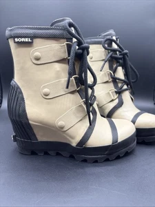 Sorel Joan Regen Keilabsatz Filz Gummistiefel, beige, Größe 5,5 - Bild 1 von 10