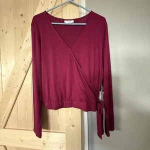 Blusa camisa para mujer nueva con etiquetas rosa marfil envolvente sintética cuello en V talla XL - Imagen 1 de 8