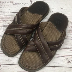 Johnson & Murphy Mens Leather Criss Cross Sandals Size 10- Brown - Picture 1 of 5