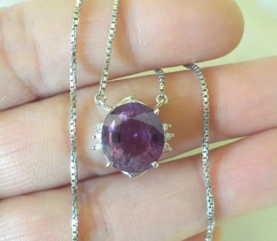 Collar único de platino de diamantes de turmalina púrpura - 7,36 gms, 16,3 pulgadas, 3,79 quilates Foto 1 de 4