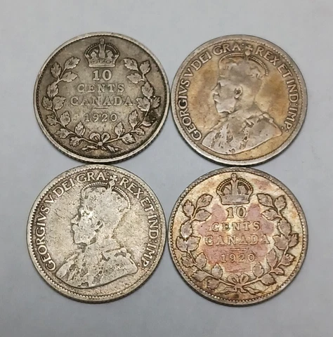 1x 1920 Canada 10 Cents - One Canadian Silver Dime - George V Cover