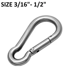 Sizes 3/16"-1/2" Carabiner Clip Snap Hook Spring Loaded Steel Karabiner Carbine - Picture 1 of 2
