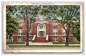 Postkarte: SC 1926 Public Library, Florence, South Carolina - verschickt 2 Cent - Bild 1 von 2