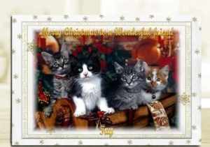 Personalised Christmas Card Cats Daughter Granddaughter Sister Niece Mum Friend - Picture 1 of 2