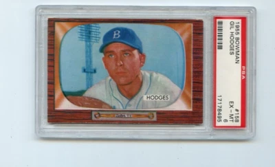 1955 Bowman Gil Hodges Brooklyn Dodgers #158  💥🎯 PSA Graded 6 - Image 1 of 2