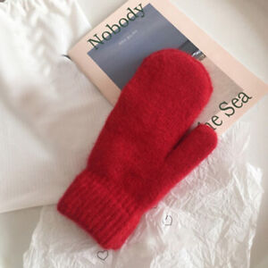 Plus Velvet Gloves Imitation Rabbit Fur Mittens Knitted Gloves Warm Winter Cute