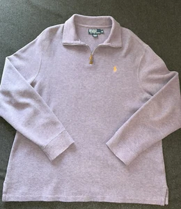 Polo Ralph Lauren Pullover Sweater XL Lavender Purple Quarter Zip Orange Pony - Picture 1 of 2