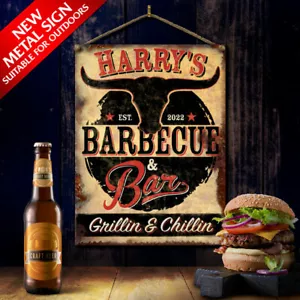 PERSONALISED BBQ/BARBECUE OUTDOOR METAL SIGN WALL PLAQUE - Picture 1 of 7