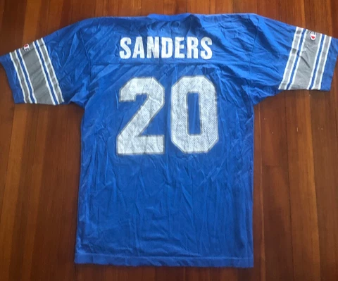 Vintage Barry Sanders #20 Detroit Lions Champion Replica Jersey Size 48 - 90s Cover