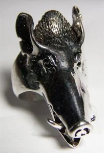 DELUXE WILDSCHWEINKOPF BIKER RING #BR222 HERREN DAMEN Schmuck SILBER HOGG NEU - Bild 1 von 1