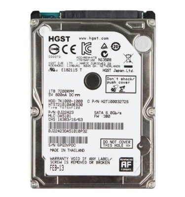 HGST 1TB 7200PRM HTS721010A9E630 32MB 6Gb/s SATA 2.5" Internal Hard Disk Drive - Image 1 of 4
