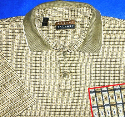 CAMISA POLO ROBERT TALBOTT PARA HOMBRE L MARRÓN TOSTADO GEO ¡EXCELENTE! Foto 1 de 4