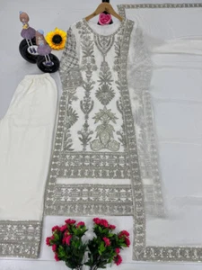 Launching New Faux Georgette Palazzo Suit With Dupatta For Reception - Picture 1 of 12