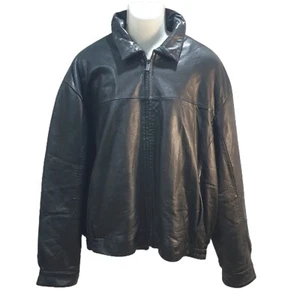 Vintage Wilsons Pelle Studio Black Mens Leather Bomber Jacket Size 2XL 1990s - Picture 1 of 18