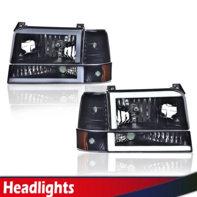 Faros de parachoques LED DRL dobles negros 6 piezas aptos para Ford F150 F250 F350 1992-1996 Foto 1 de 4