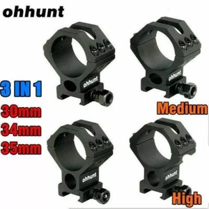 35mm 34mm 30mm Medium High Rifle Scope Rings Mount w/ 20mm Picatinny Rail - Picture 1 of 9