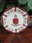 BOMBAY COMPANY CREST COAT OF ARMS RED PLAID ROYAL EQUESTRIAN SALAD CABINET PLATE