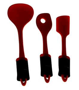 Set 3 Orange Kitchen Utensil Silicone Chef Craft Spatula Ladle Mixing Spoon Gift - Picture 1 of 3