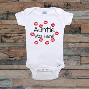 Auntie was here kisses - Grandma funny Baby Bodysuit Kids Toddler & Youth Shirt - Picture 1 of 1