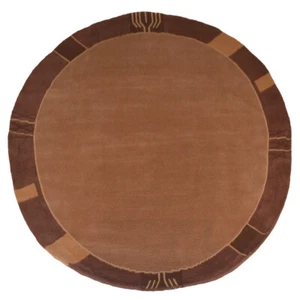 Hand Knotted Tibbati Wool 8'x8' Round Area Rug Contemporary Choco BBH BBT00206 - Picture 1 of 5