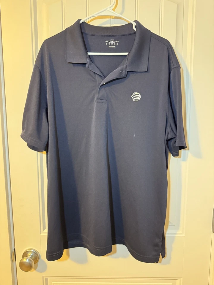Camisa polo negra de uniforme de empleado de manga corta AT&T con logotipo blanco de AT&T talla XL Foto 1 de 4