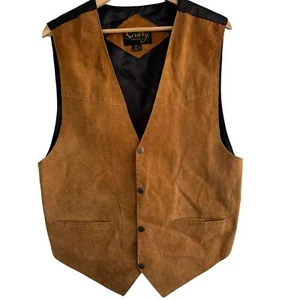 Scully Leather Suede Vest Men's Size Large Brown Snap Front Western Cowboy - Picture 1 of 8