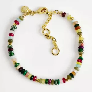 Nuevo 7.5" Jcrew Boho Piedra Cuentas Pulsera Elegante Mujeres Fiesta Vacaciones Joyería Regalo - Imagen 1 de 4