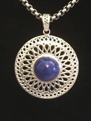 Hermoso colgante italiano Milor de plata de ley lapislázuli sin cadena Foto 1 de 4