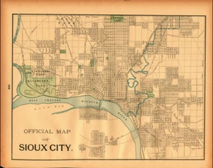 Vintage 1895 Sioux City or St Joseph Map City Original 14.5 inch By 11 inch - Picture 1 of 3