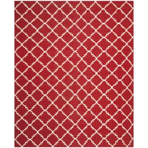 SAFAVIEH Dhurries DHU566B Handwoven Red / Ivory Rug - Picture 1 of 21