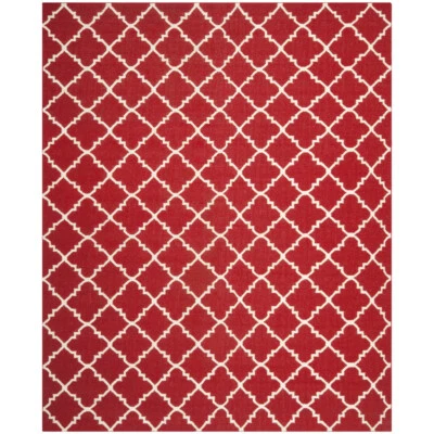 SAFAVIEH Dhurries DHU566B Handwoven Red / Ivory Rug - Image 1 of 4