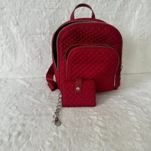 New Cynthia Rowley Quilted Mini Red Backpack with matching wallet - Picture 1 of 10