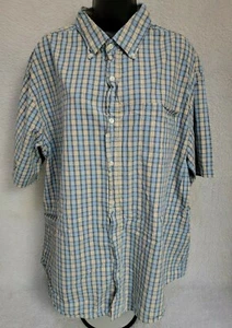 Basic Editons Mens Shirt Size 2X Blue Orange Yellow White Plaid - Picture 1 of 12