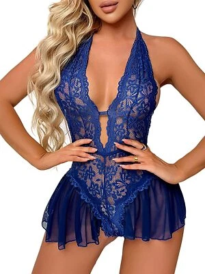 Lencería sexy para mujer Prendas para dormir Babydoll Ropa interior Vestido de encaje Tanga Prendas para dormir Foto 1 de 4