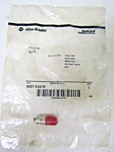 🔥NEW ALLEN BRADLEY SER C RED LED LAMP MINIATURE BAYONET BASE 130V 800T-N321R - Picture 1 of 5