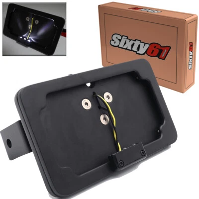 Soporte para etiqueta de matrícula Yamaha R1 R6 Billet negro montaje en clavija luz LED Foto 1 de 4