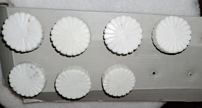 7 -Vintage Stone Drawer Pulls White Knobs 1 1/2" dia Round  ACTUAL STONE nos set - Image 1 of 3