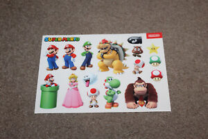 Official Nintendo Super Mario Characters Vinyl Sticker sheet x1 16 Stickers NEW