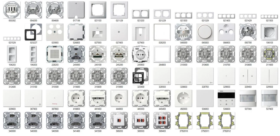 Gira System 55 Reinweiß glänzend Steckdose Wippe Schalter Taster Rahmen UP