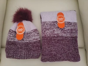 Wonder Nation Girls 2 Piece Fashion Set-Hat & Scarf Purple, One Size - Picture 1 of 4