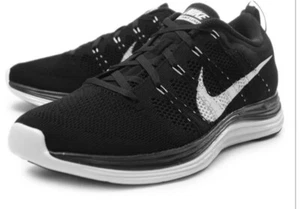 Nike Flyknit Lunar 1 Black White Running Trainer OREO 554887-011 Size 9.5 - Picture 1 of 7