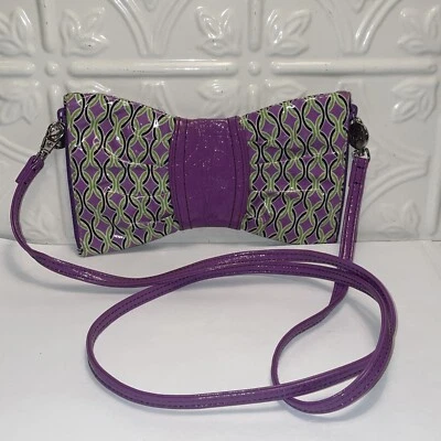 EUC VERA BRADLEY SWAK Frill Bow Clutch Bag Crossbody Purse in Purple Punch - Image 1 of 4