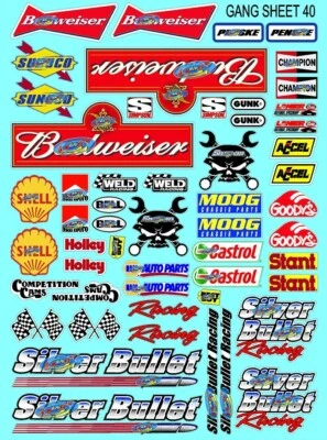 CLEAR Matte VINYL Sticker Sheet 40 Decal 1/24-1/16 Scale DIE CUT traxxaslosifg - Image 1 of 4