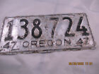 Oregon 1947 License plate Aluminum black print 138 724