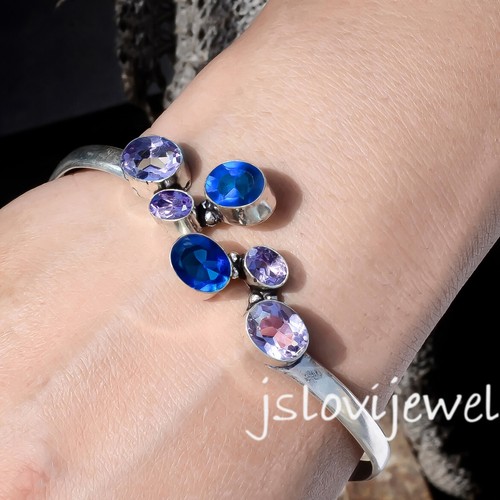 VALENTINO Bracciale Bracciale Argento Sterling 925 Tanzanite e Ametista Gegno Famiglia