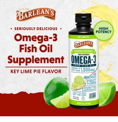 Barlean's Seriously Delicious Omega-3 High Potency Fish Oil Key Lime Pie 8 oz - Imagem 1 de 4
